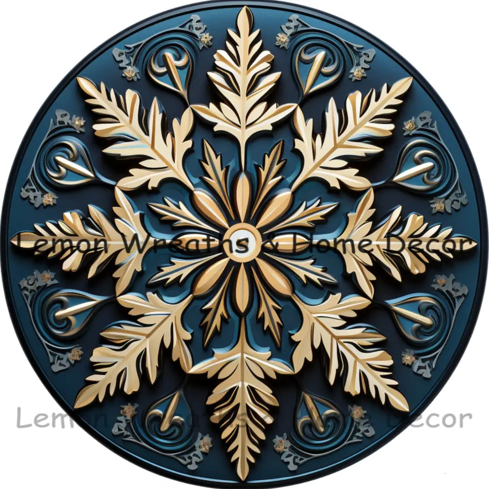 3D Elegant Blue Snowflake Metal Sign 6 / Style A