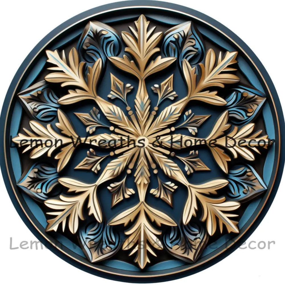 3D Elegant Blue Snowflake Metal Sign 6 / Style B