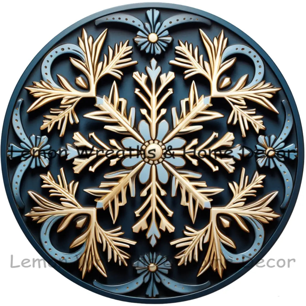 3D Elegant Blue Snowflake Metal Sign 6 / Style C
