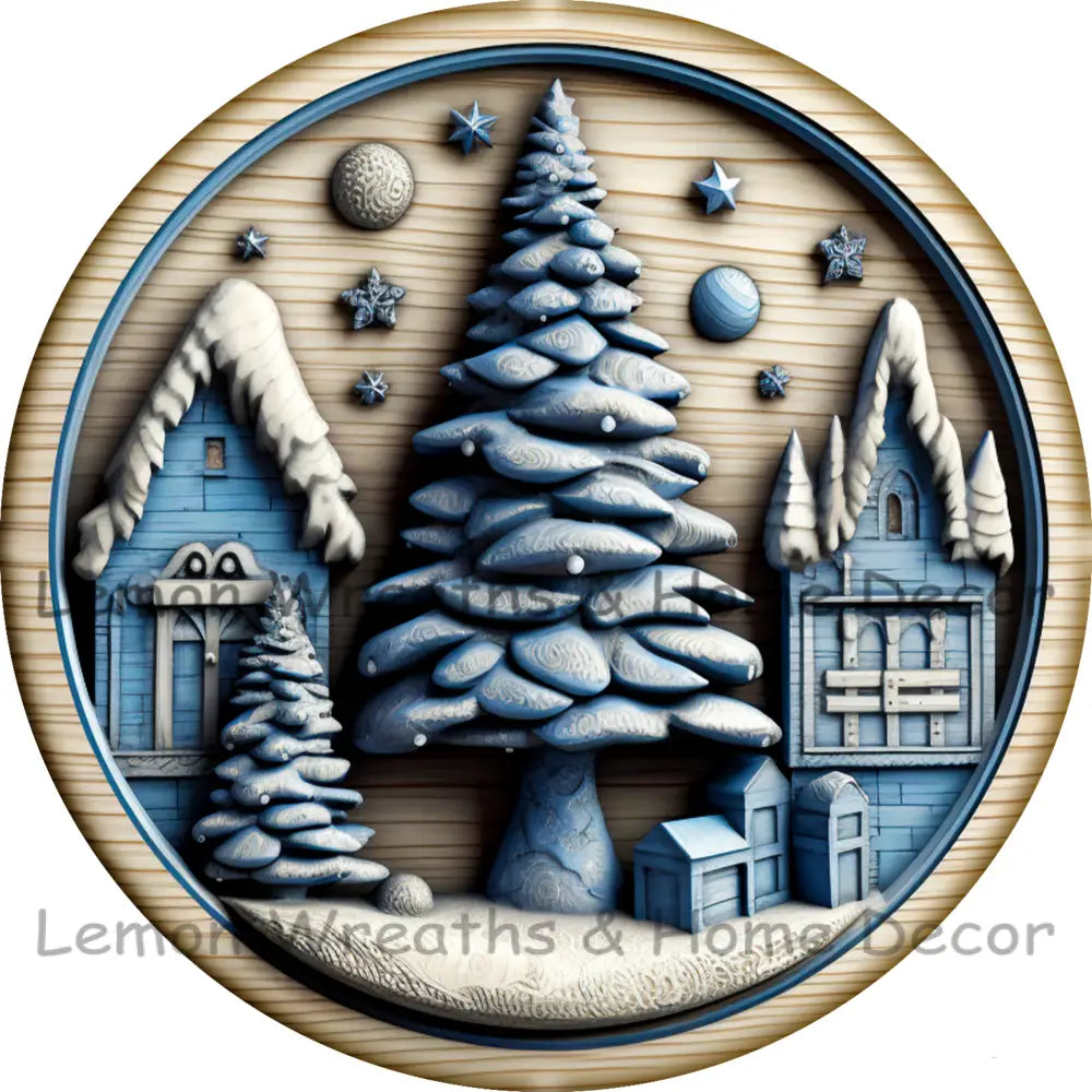3D Holiday Mantel Wood Carving Metal Sign 6