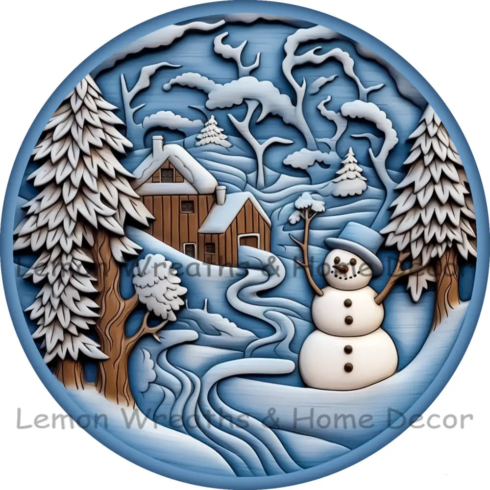 3D Winter Wonderland Wood Carving Metal Sign 6