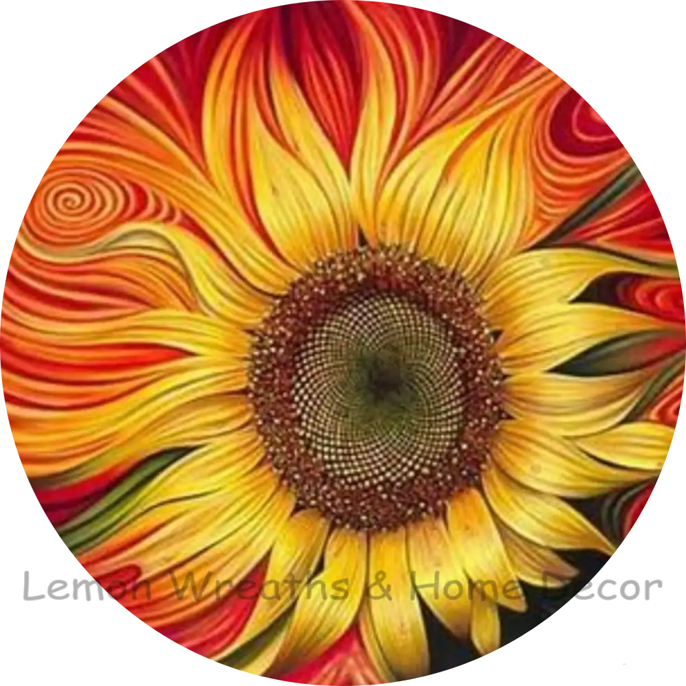 Abstract Sunflower Center Metal Sign 8