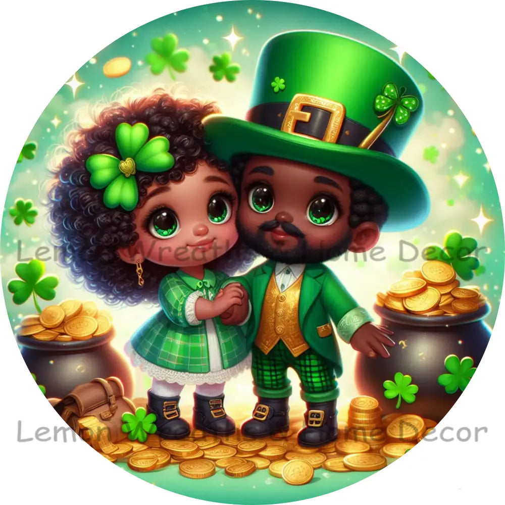 African American St. Patrick’s Couple Metal Sign