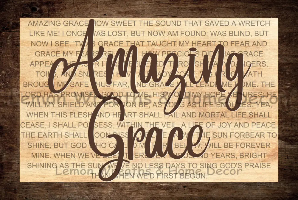 Amazing Grace Lyrics Wood Frame Metal Sign