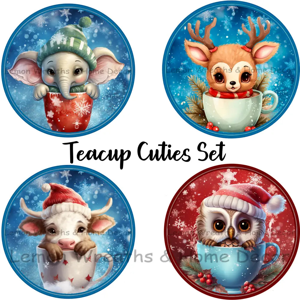 Baby Animal Teacup Cuties Metal Sign Set