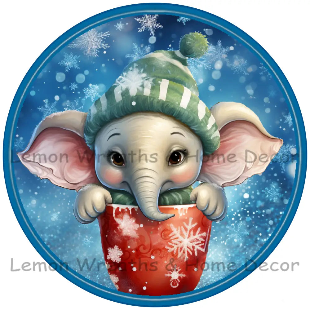 Baby Elephant Teacup Cutie Metal Sign