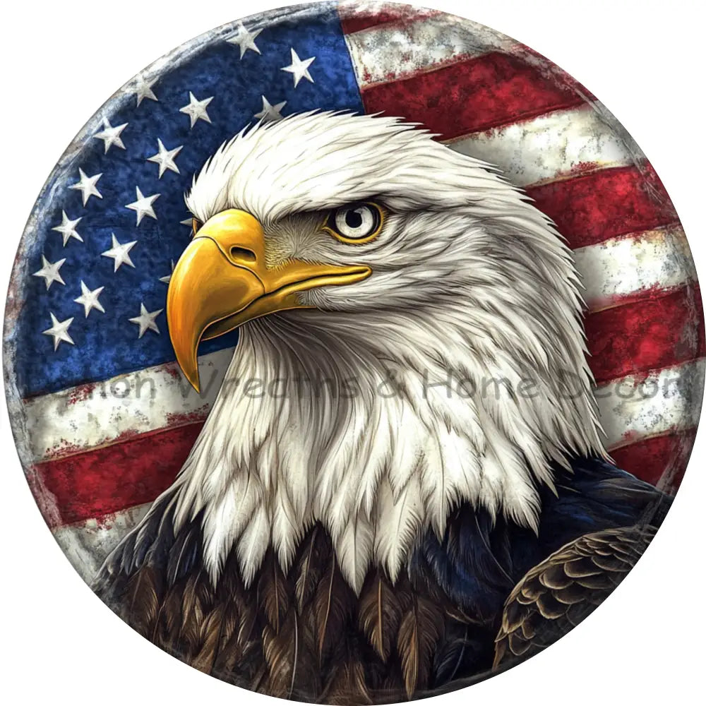 Bald Eagle American Flag Metal Sign