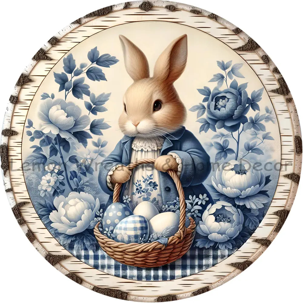 Birch Blue Vintage Rabbit Metal Sign