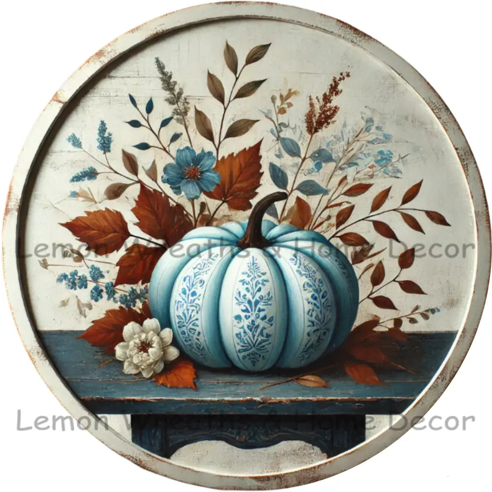 Blue Pumpkin Bliss Metal Sign