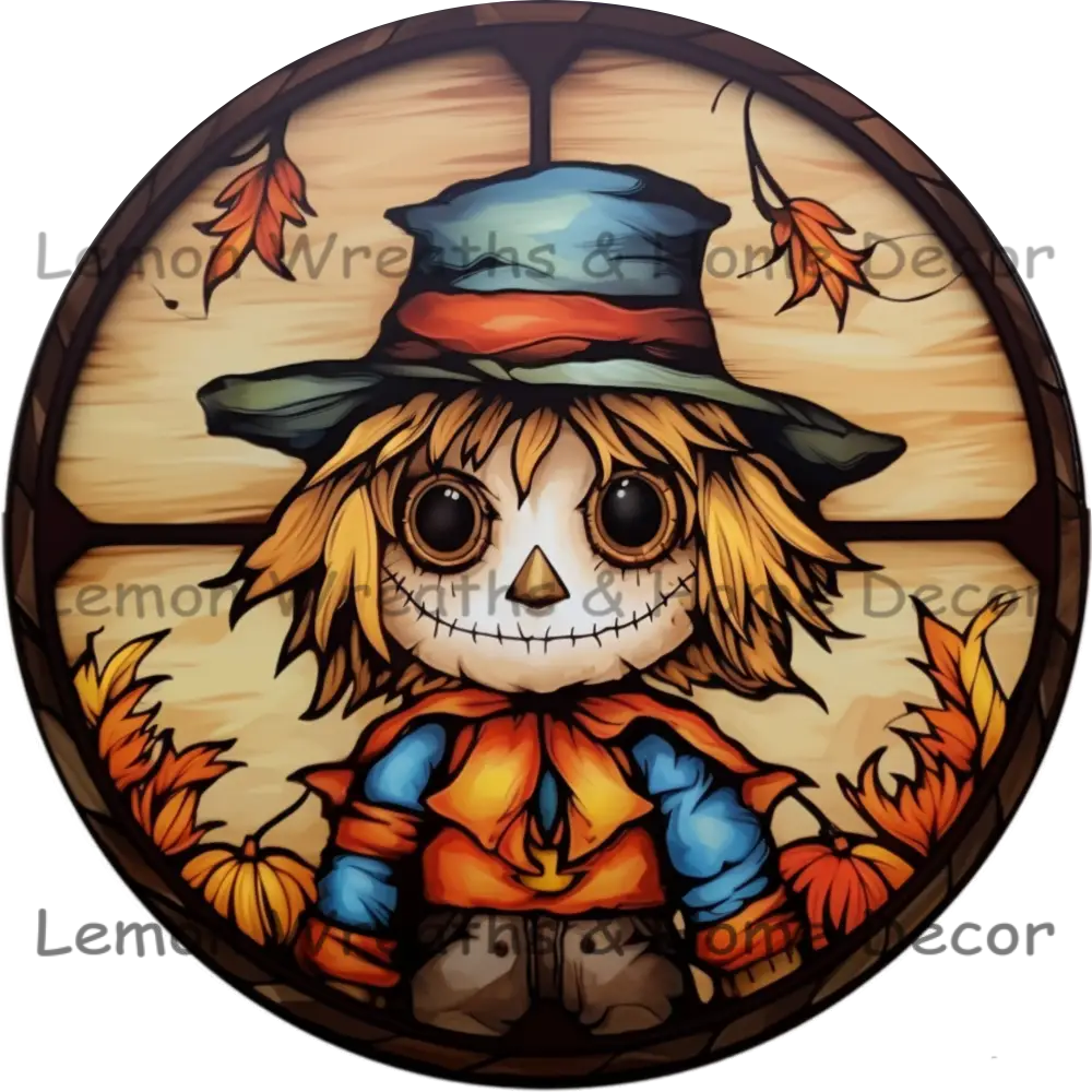 Button Eye Scarecrow Blue Hat Metal Sign 8
