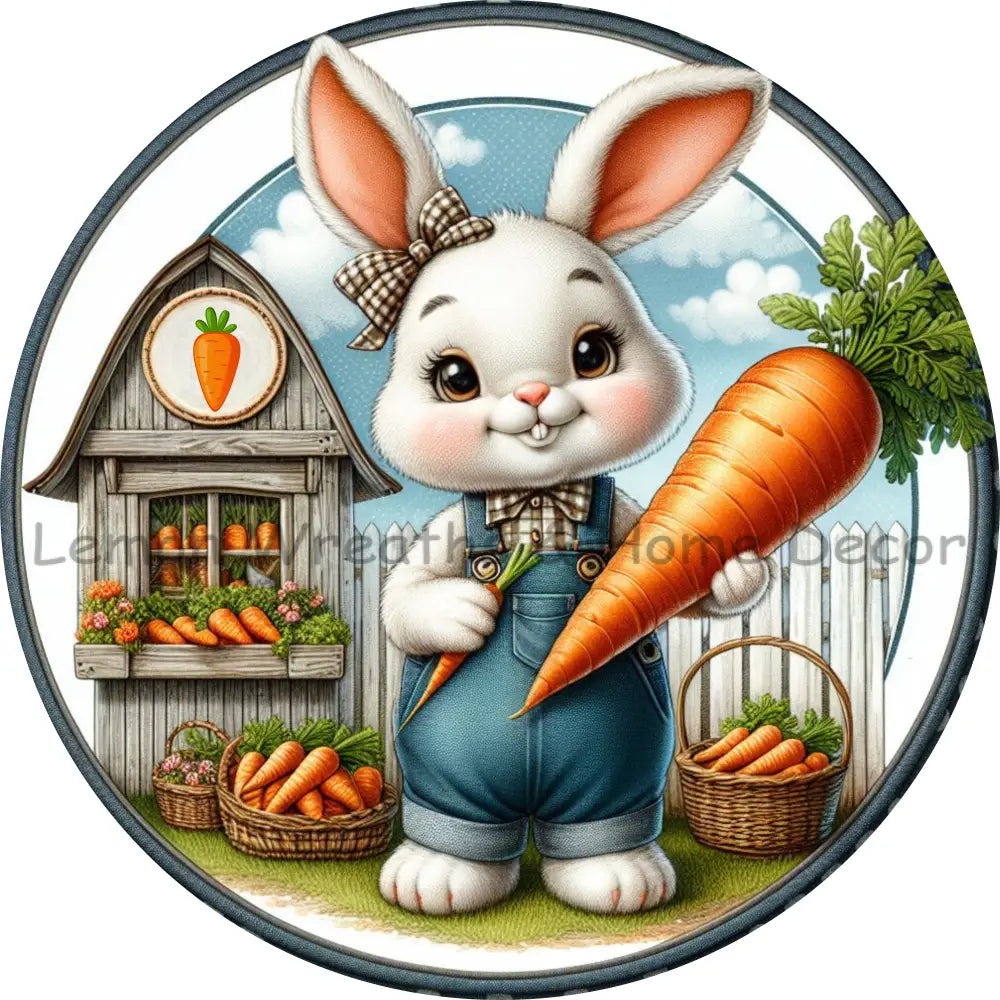Carrot Farms Bunny Girl With Bow Metal Sign