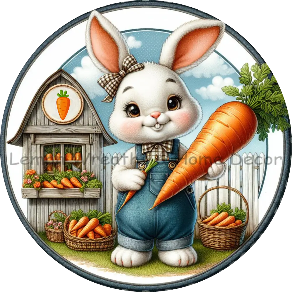 Carrot Farms Bunny Girl With Bow Metal Sign