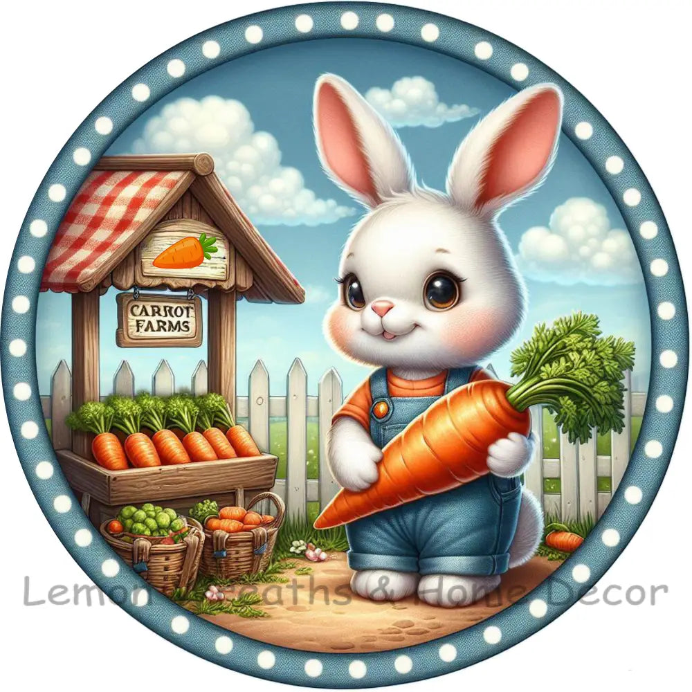Carrot Farms Bunny W/Large Metal Sign
