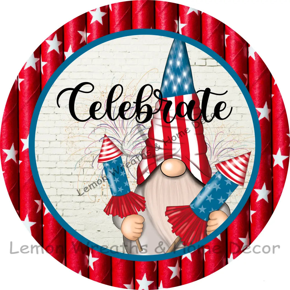 Celebrate Gnome Fireworks Metal Sign 8