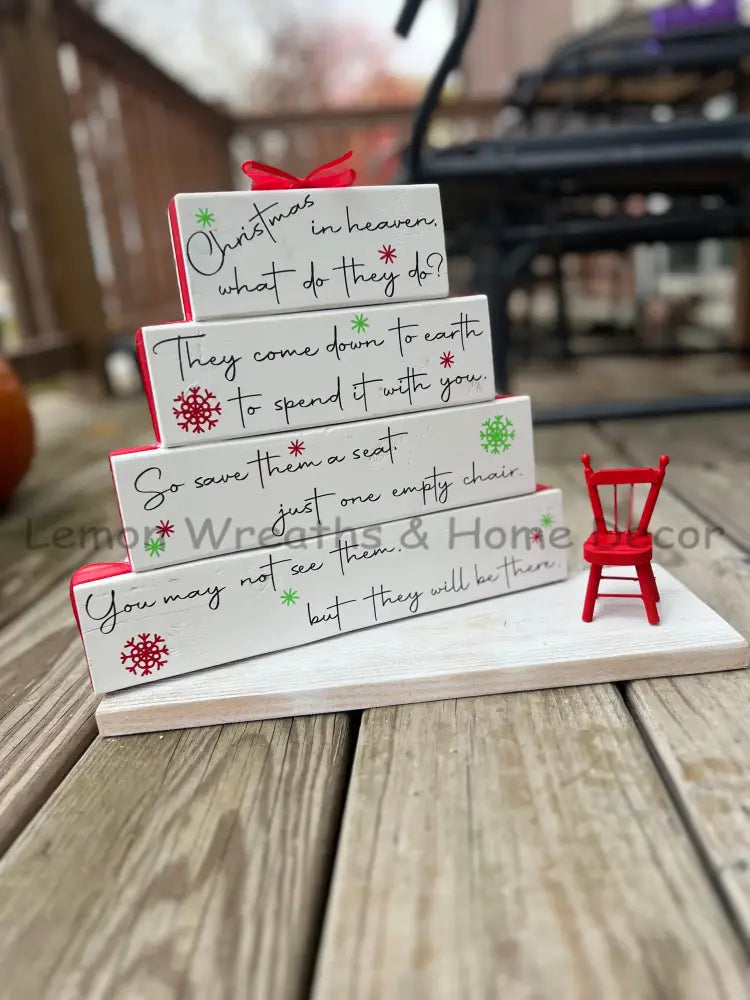 Christmas In Heaven Poem Wood Block Set Signs