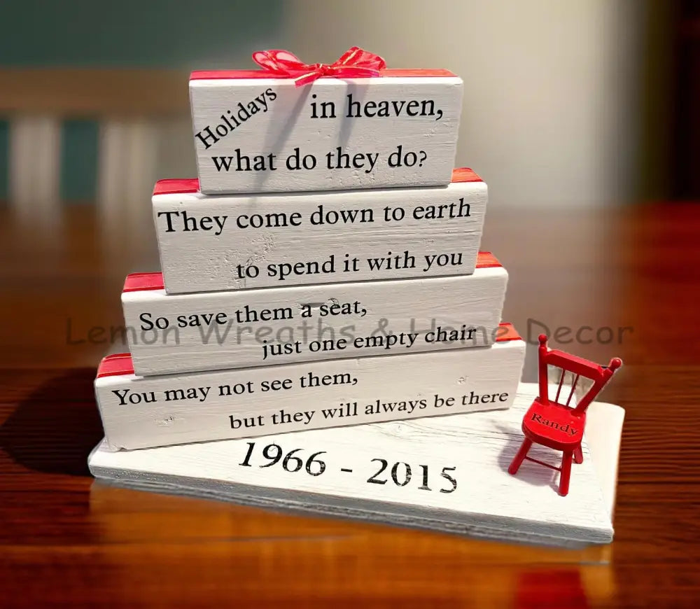 Christmas In Heaven Poem Wood Block Set Signs