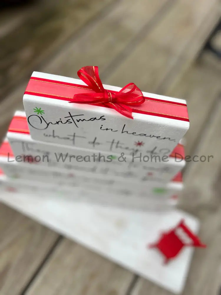 Christmas In Heaven Poem Wood Block Set Signs