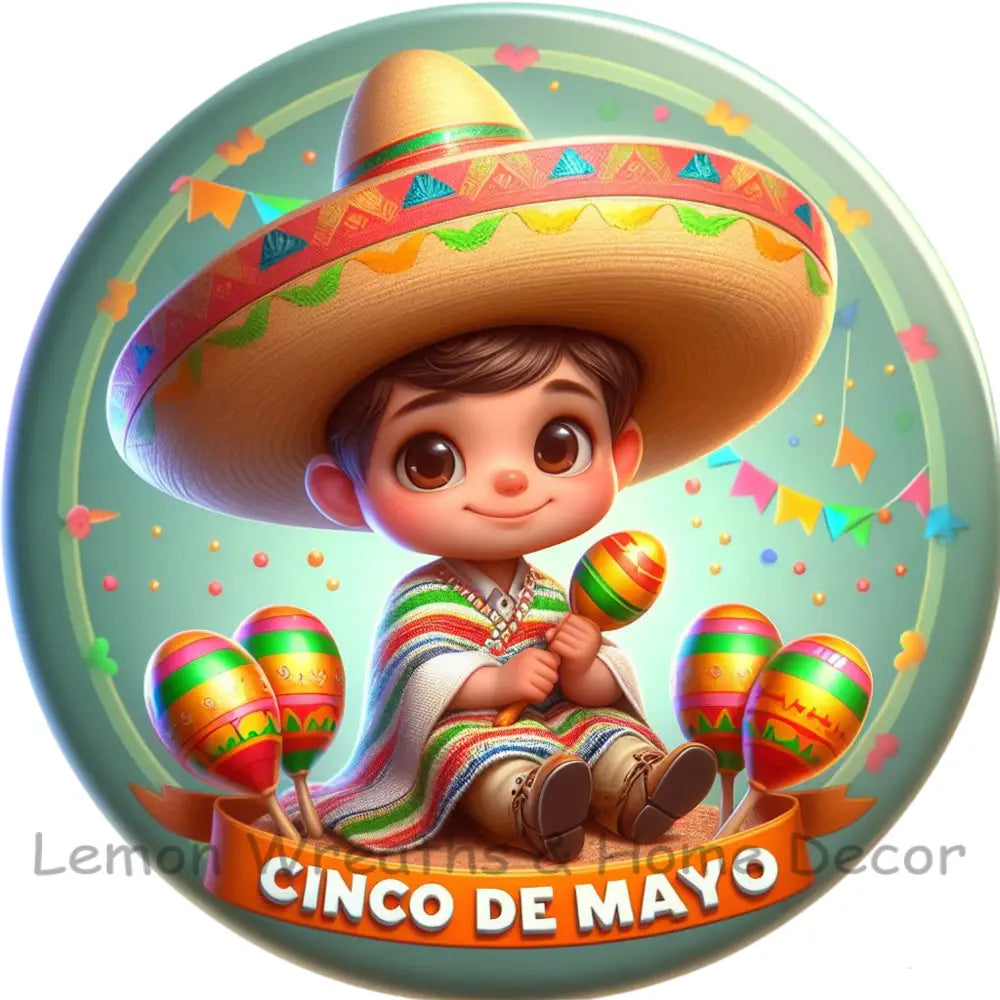 Cinco De Mayo Boy W/Sombrero Metal Sign