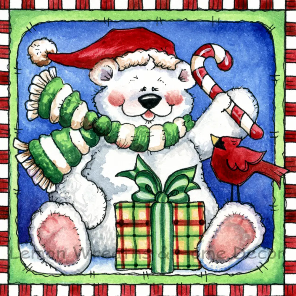Classic Art Polar Bear With Present Metal Sign 8