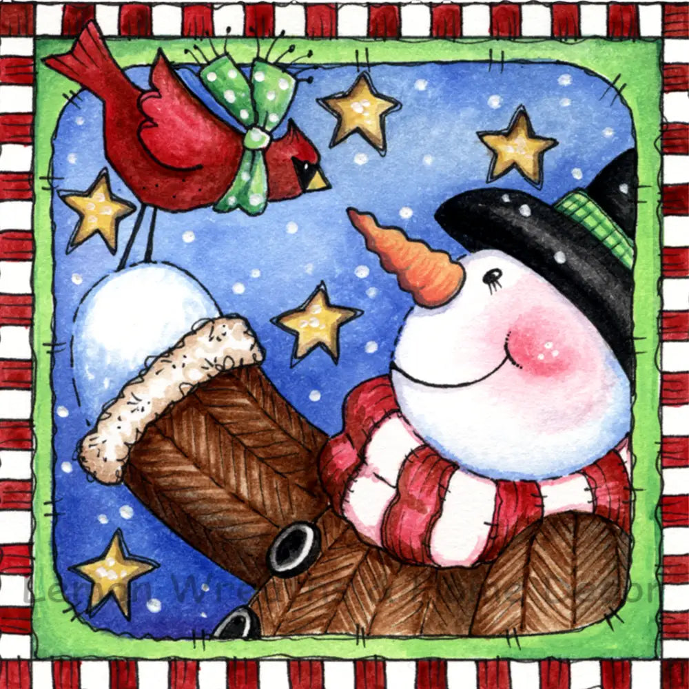 Classic Art Snowman With Cardinal Metal Sign 8