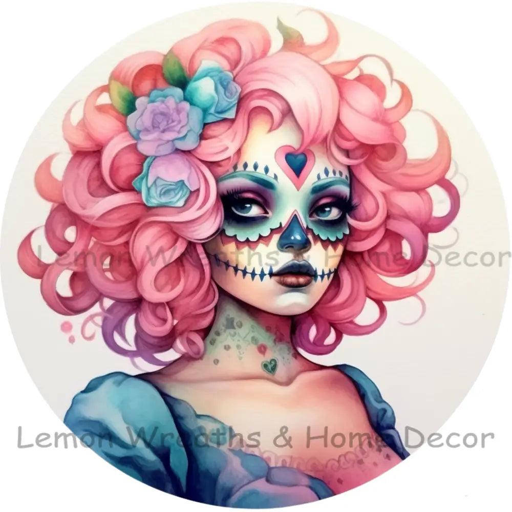 Cotton Candy Girl Day Of The Dead Metal Sign 6