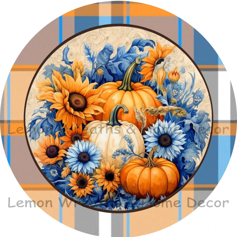 Country Blue And Orange Fall Metal Sign 6 / No Text