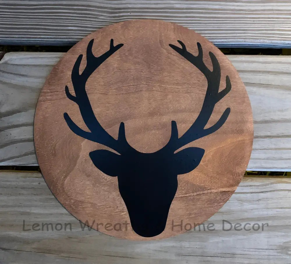 Deer Head Wood Wreath Sign Signs