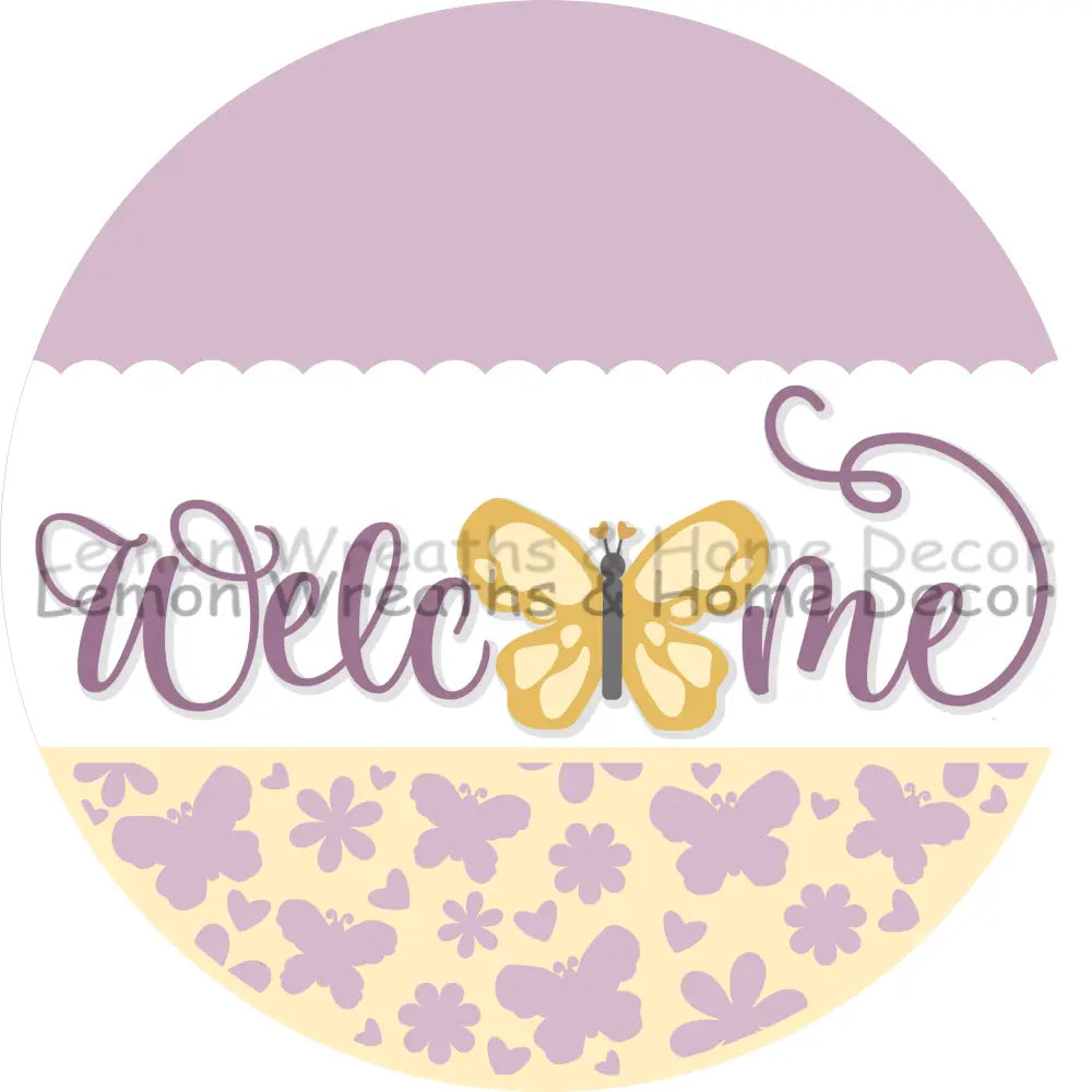 Delicate Butterfly Welcome Metal Sign