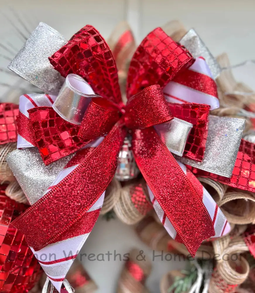 Disco Ball Red And Silver Wreath