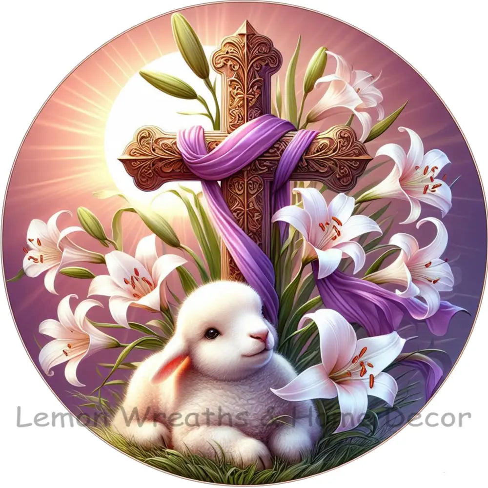 Easter Lilies Lamb Of God Metal Sign