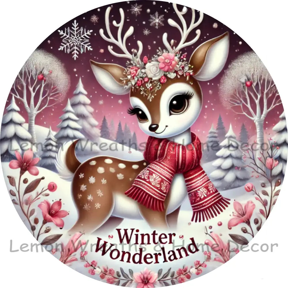 Enchanted Winter Wonderland Pink Metal Sign