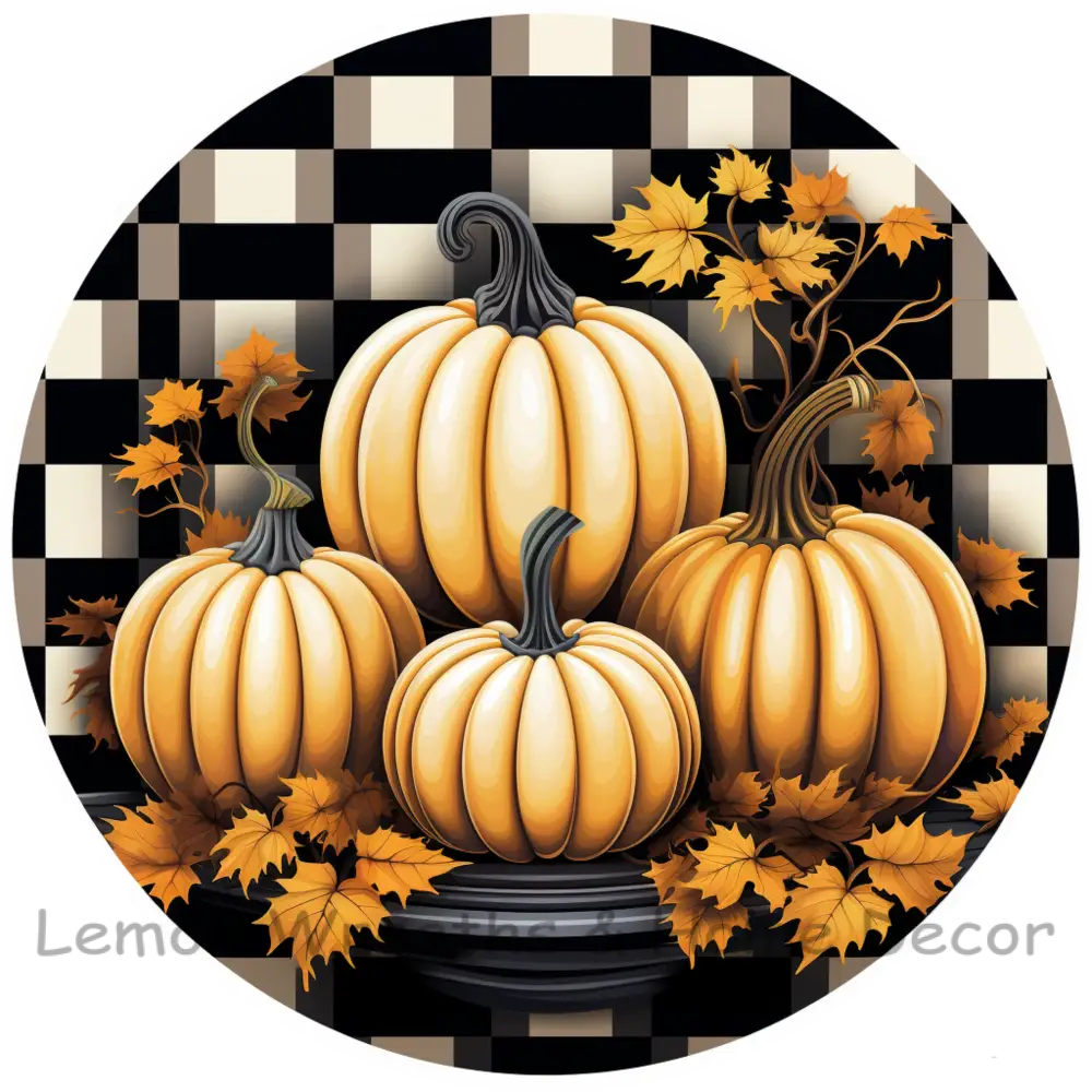 Fall Pumpkins Retro Background Metal Sign 6 / No Text