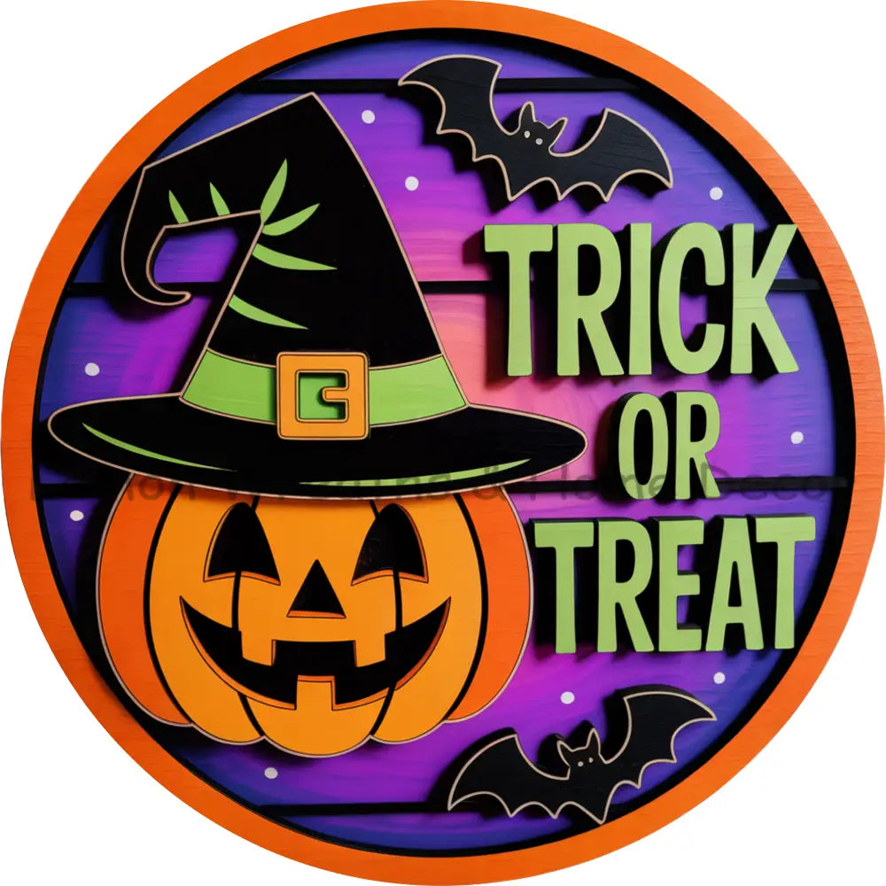 Faux Layered Trick or Treat Pumpkin Metal Sign