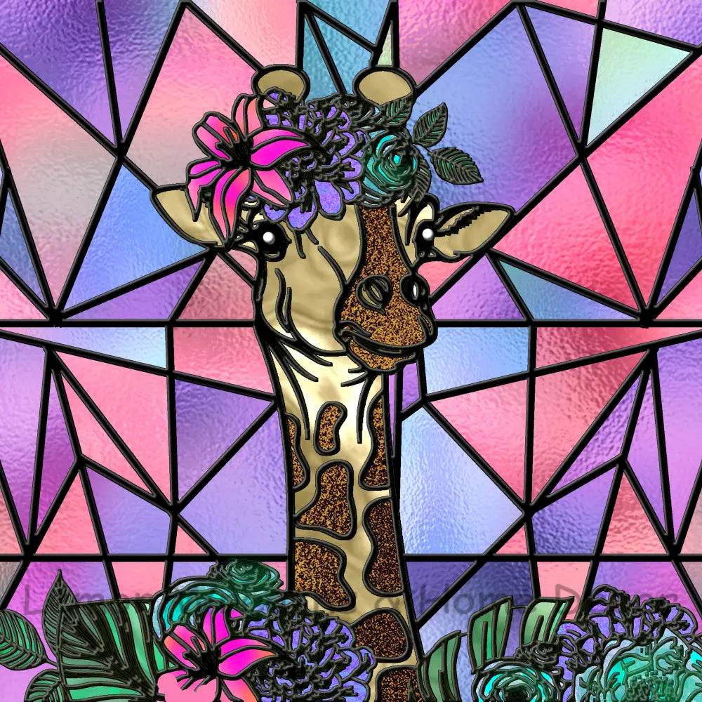 Floral Giraffe Stained Glass Metal Sign 8