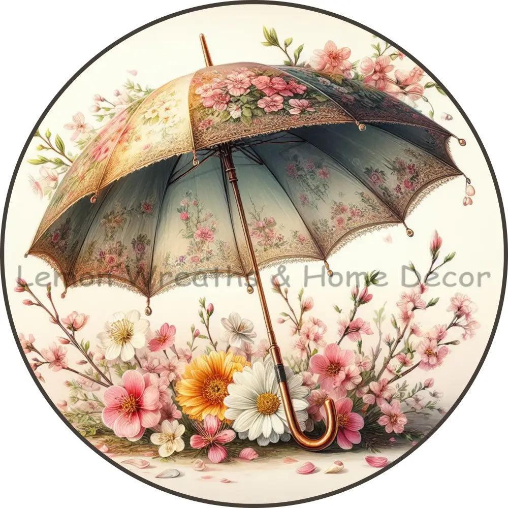 Floral Umbrella Spring Metal Sign