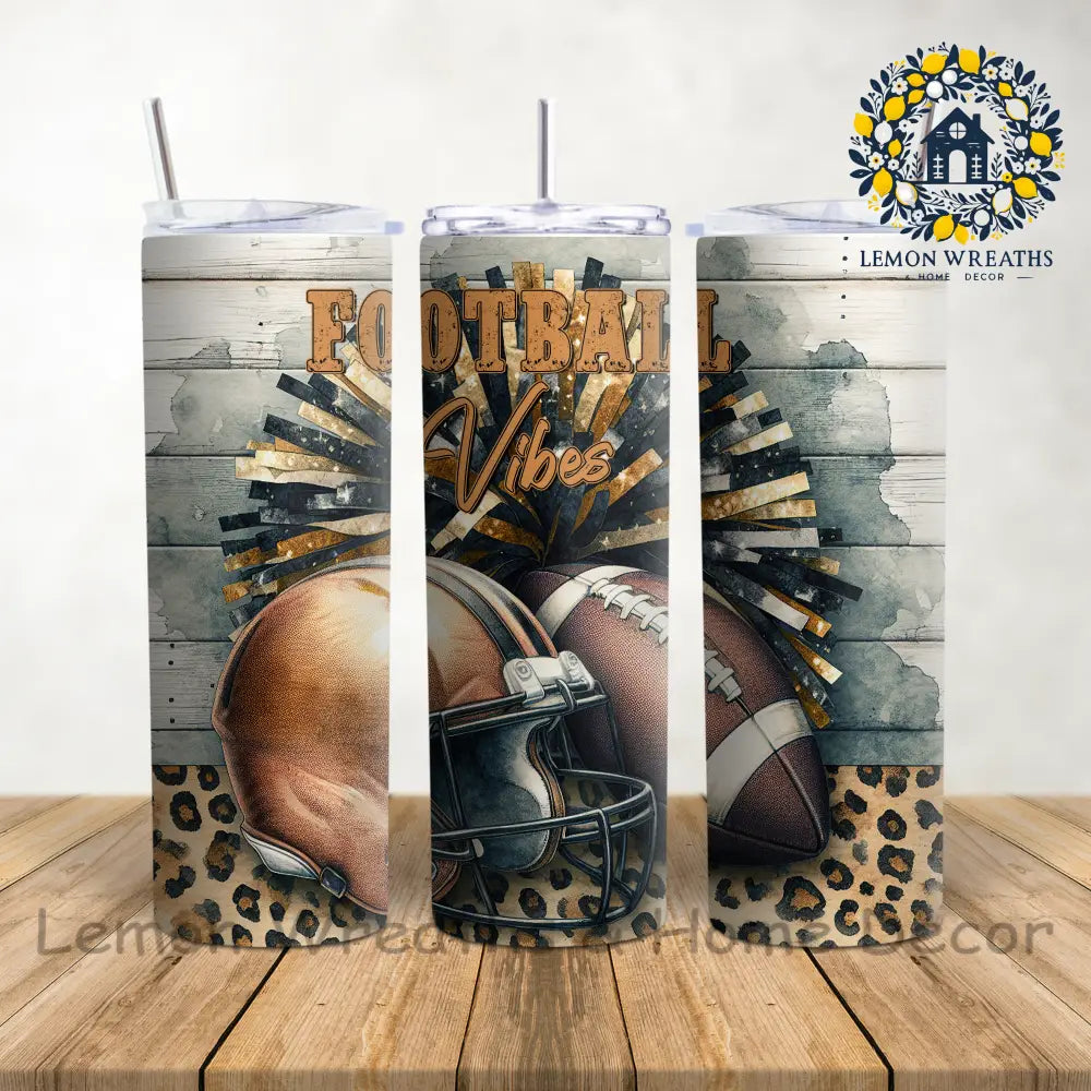 Football Vibes Leopard Print 20Oz Tumbler