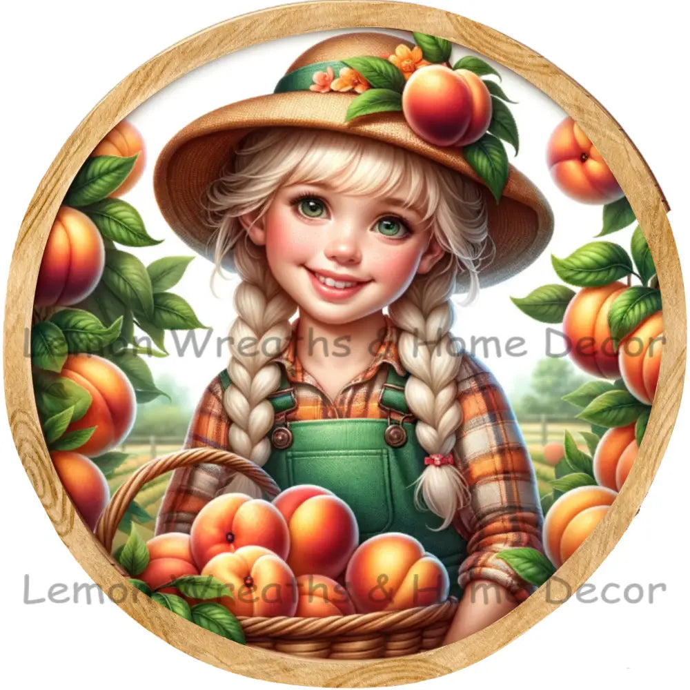 Fruitful Seasons Southern Peach Girl Metal Sign