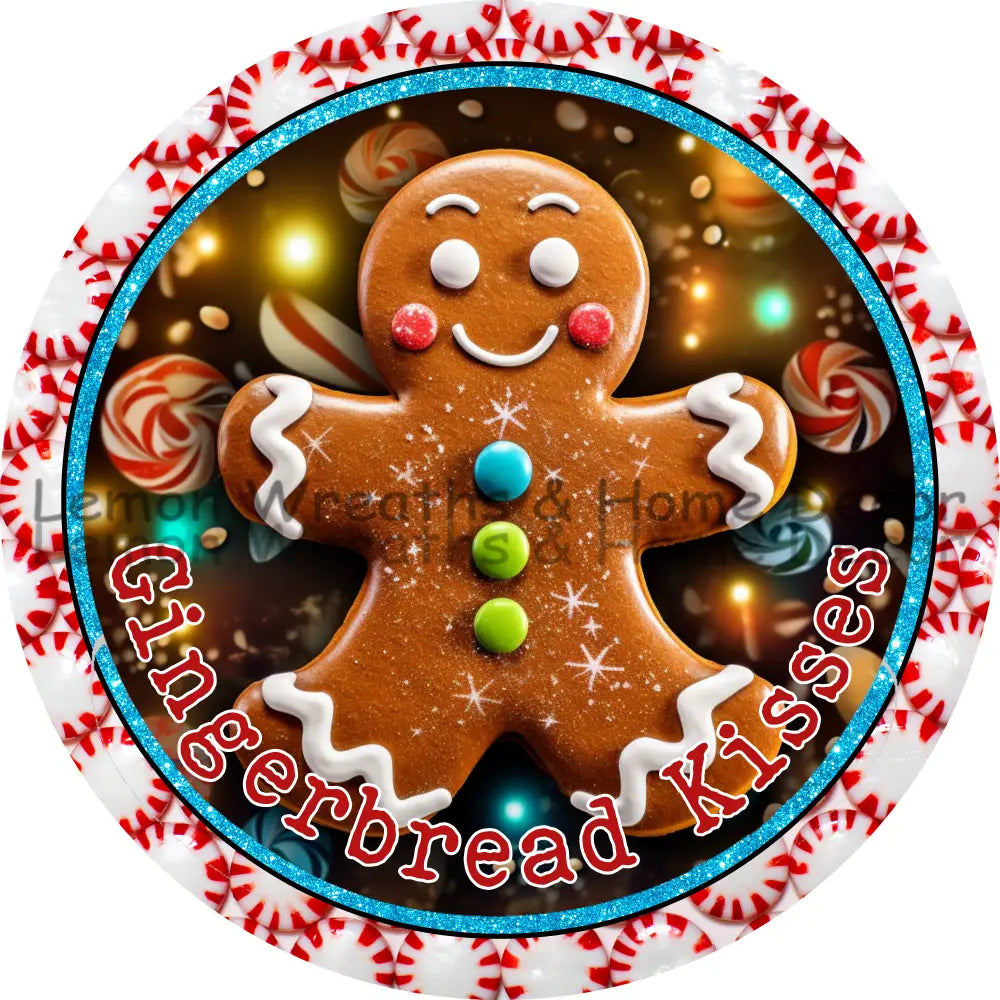 Gingerbread Kisses Metal Sign