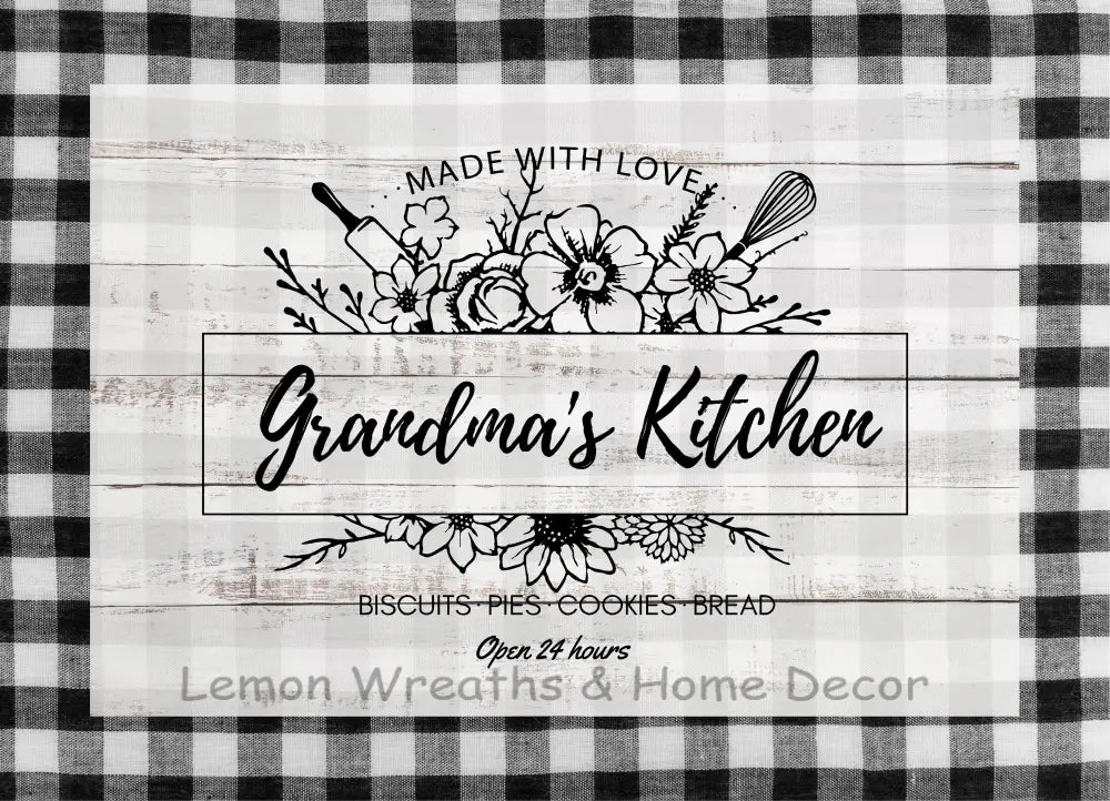 Grandmas Kitchen Metal Sign Black
