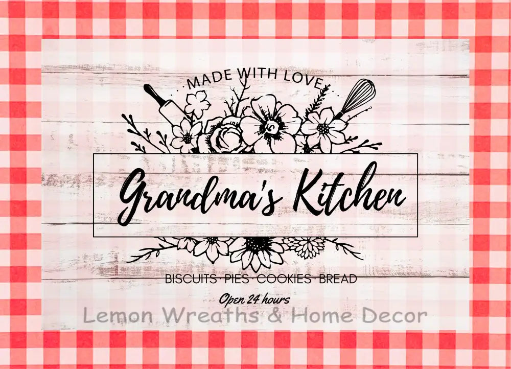 Grandmas Kitchen Metal Sign Red