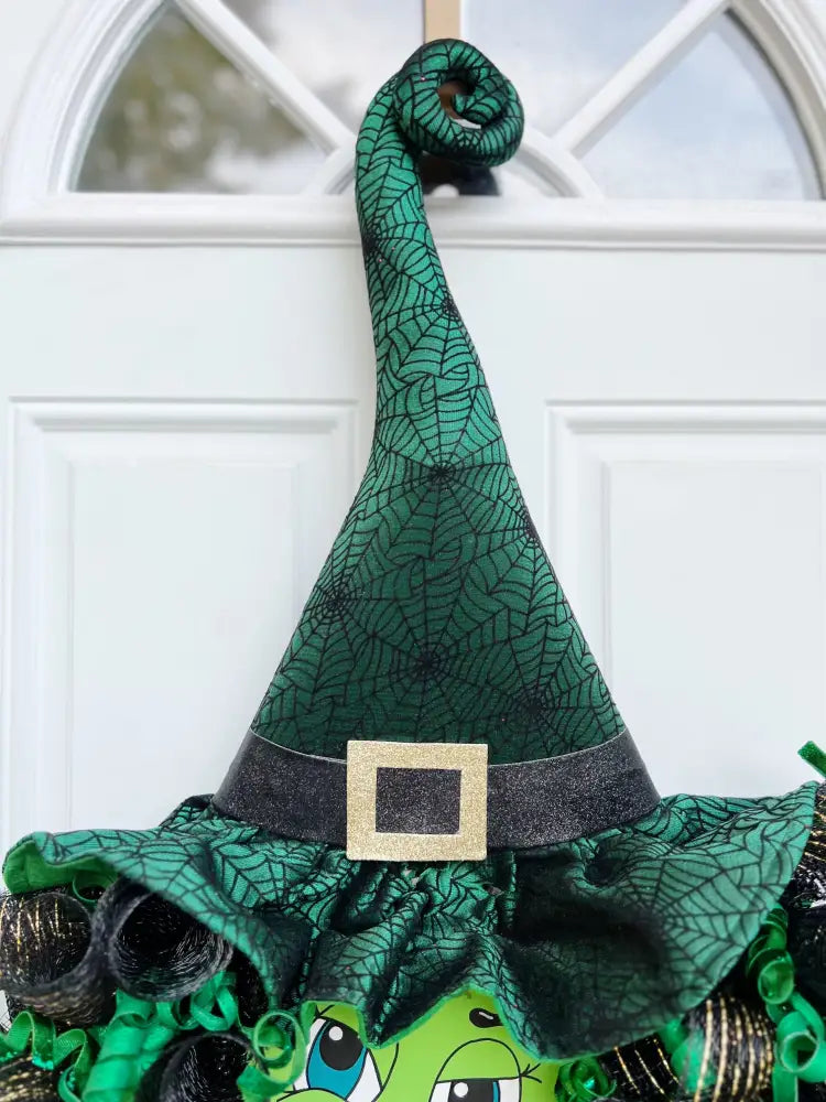 Green Witch Face W/Hat Wreath