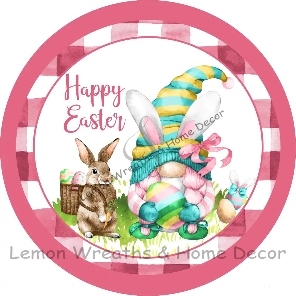 Happy Easter Bunny Gnome Metal Sign 8