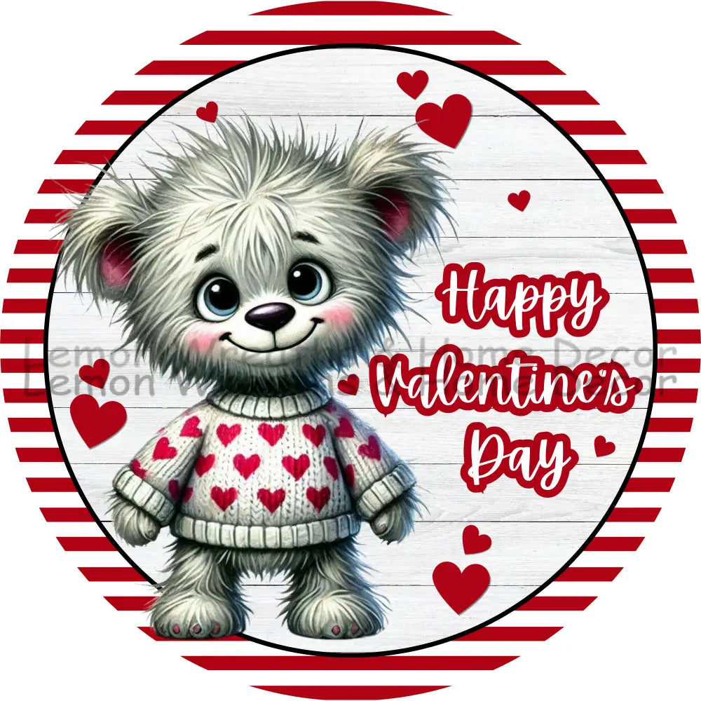 Happy Valentine’s Day Grey Bear Metal Sign