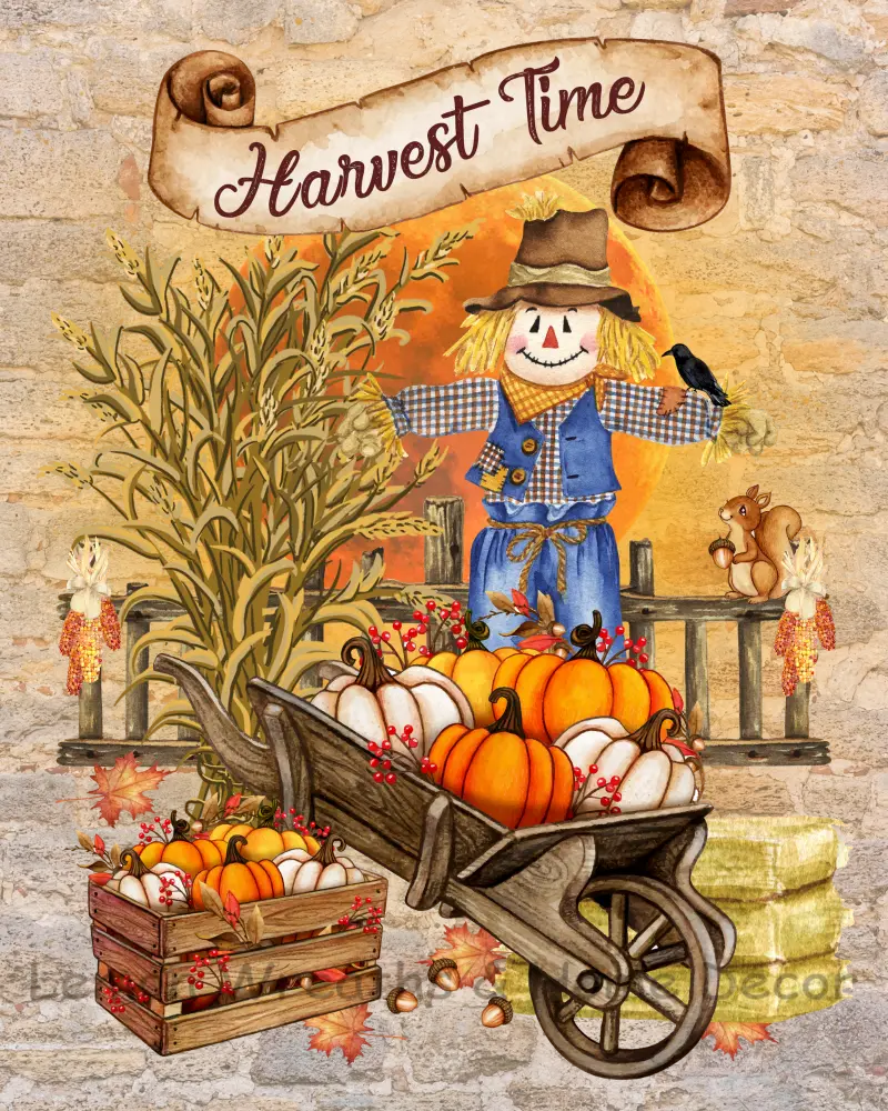 Harvest Time Scarecrow Metal Sign