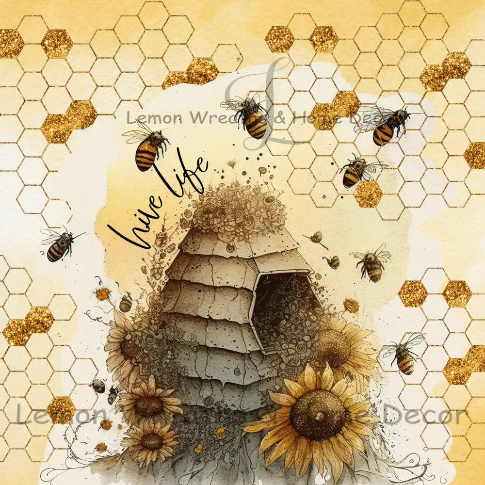 Hive Life Honeycomb Metal Sign Square 8