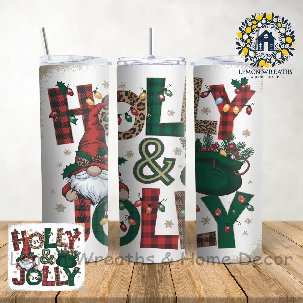 Holly & Jolly Christmas Gnome 20Oz Tumbler
