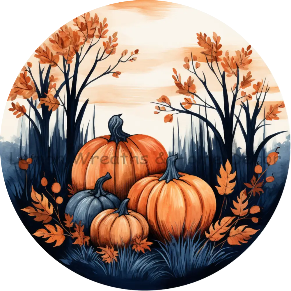 Indigo And Copper Fall Scene Metal Sign