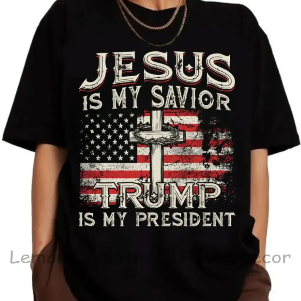 Jesus Is My Savior Trump President Unisex Heavy Cotton Tee Black / S T-Shirt