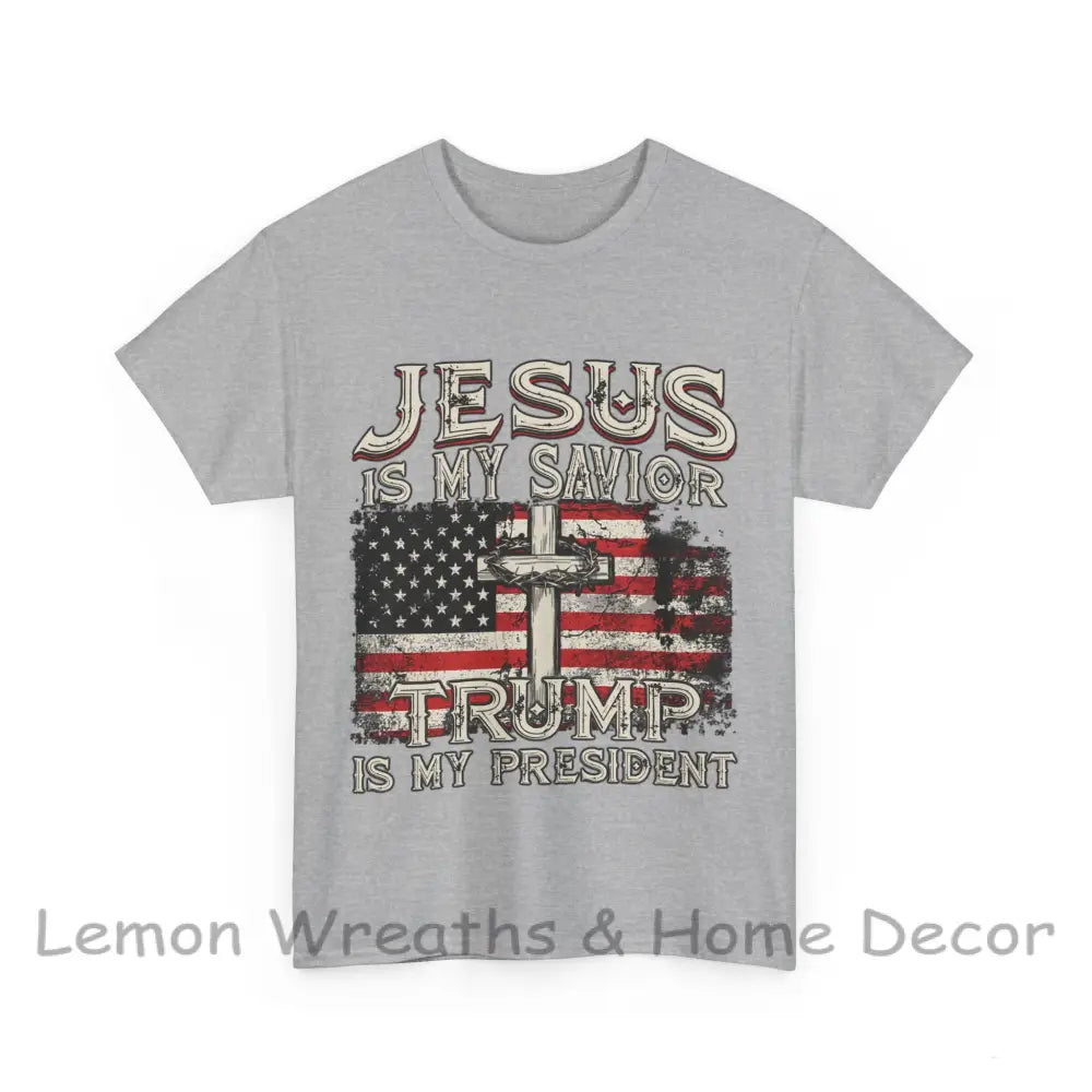 Jesus Is My Savior Trump President Unisex Heavy Cotton Tee Sport Grey / S T-Shirt
