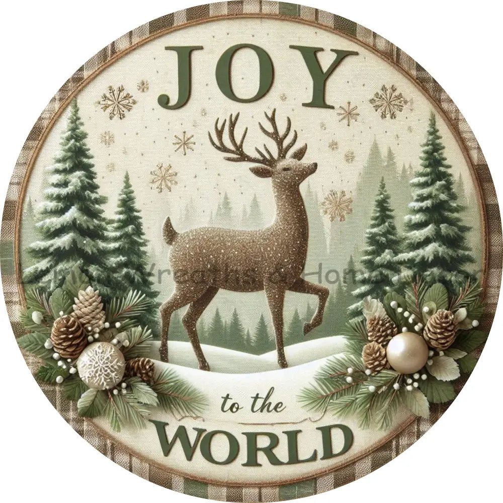 Joy To The World Winter Deer Metal Sign Template